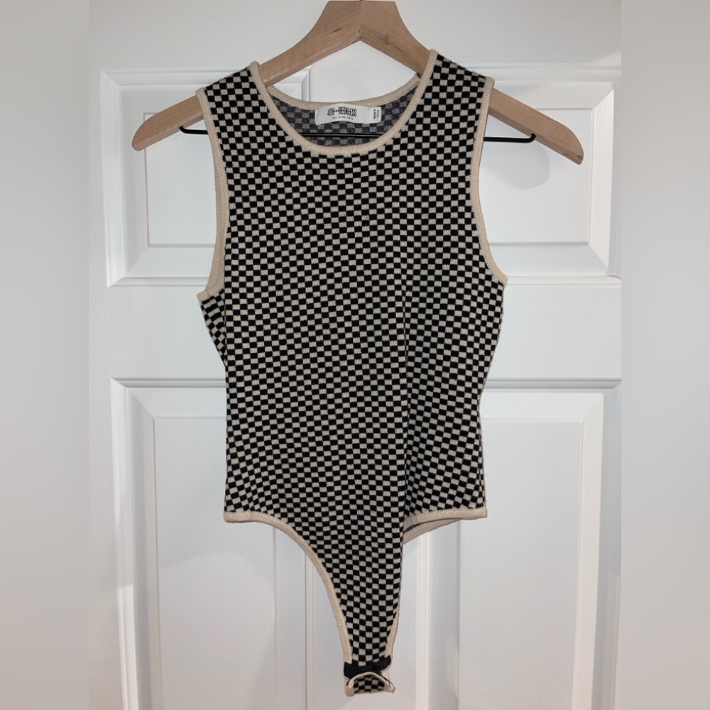 Checkered Black and Cream Bodysuit
